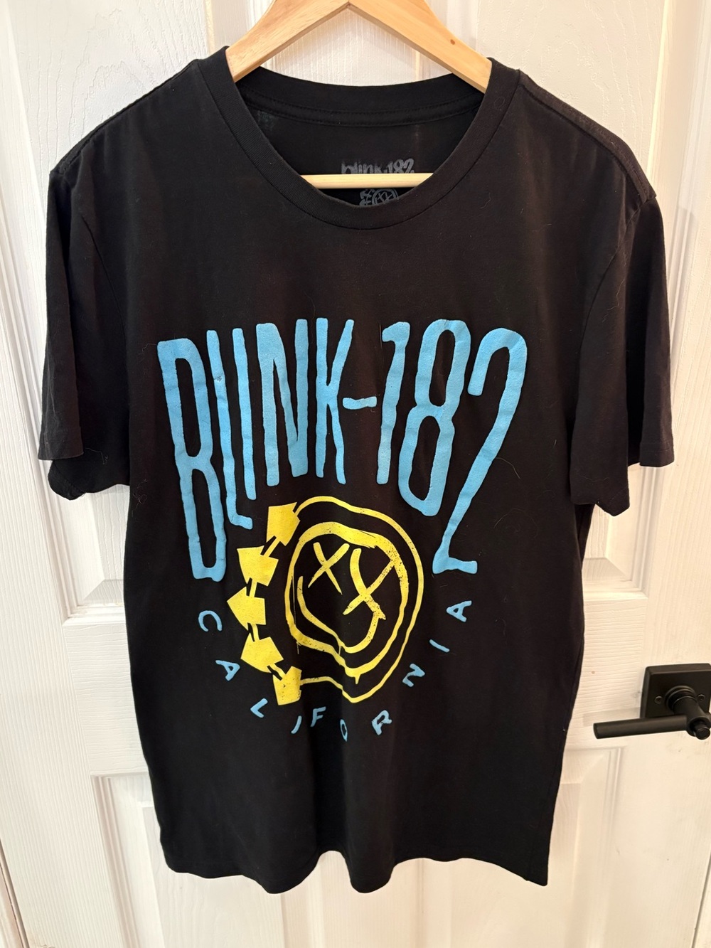 Blink-182 Black Short-Sleeve Graphic Tee with Blue & Yellow Logo